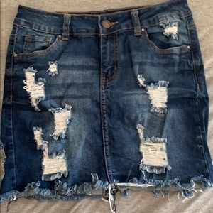 Denim Ripped Skirt